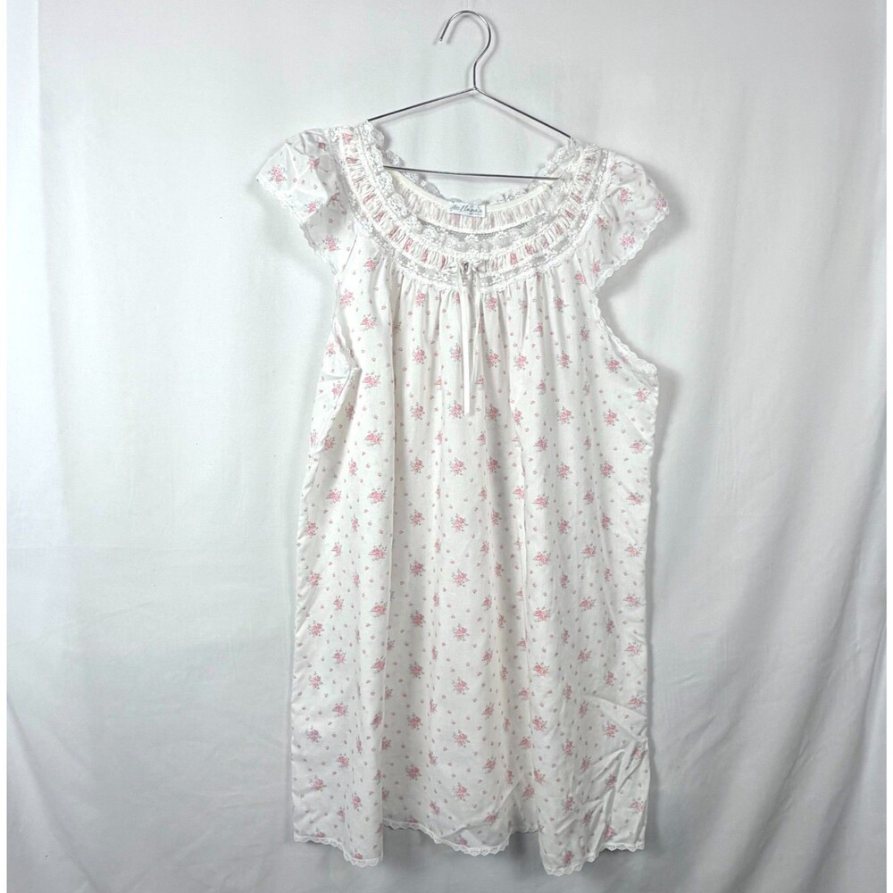 Miss Elaine Cottage Core Floral Nightgown Dainty Short Bell Sleeve XXL
